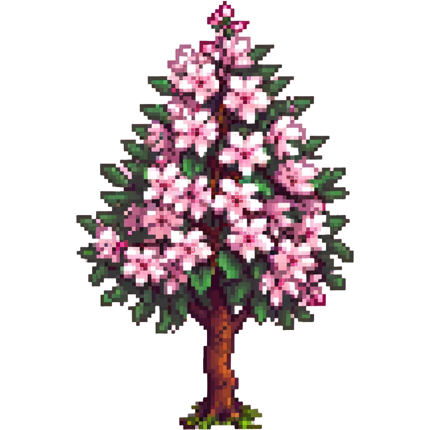 pixel art style cherry tree from Japan with pink blossoms emoji
