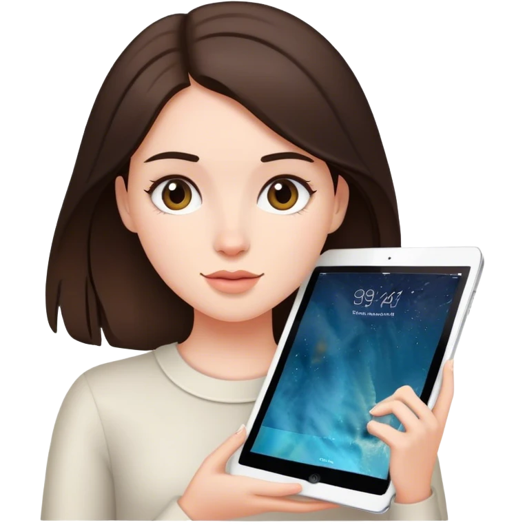 brunette girl with ipad emoji
