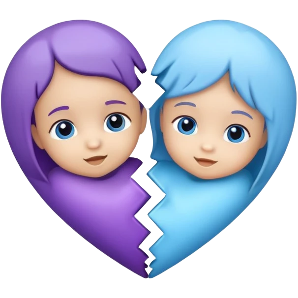 Make a heart with one half baby blue and the other baby purple  emoji
