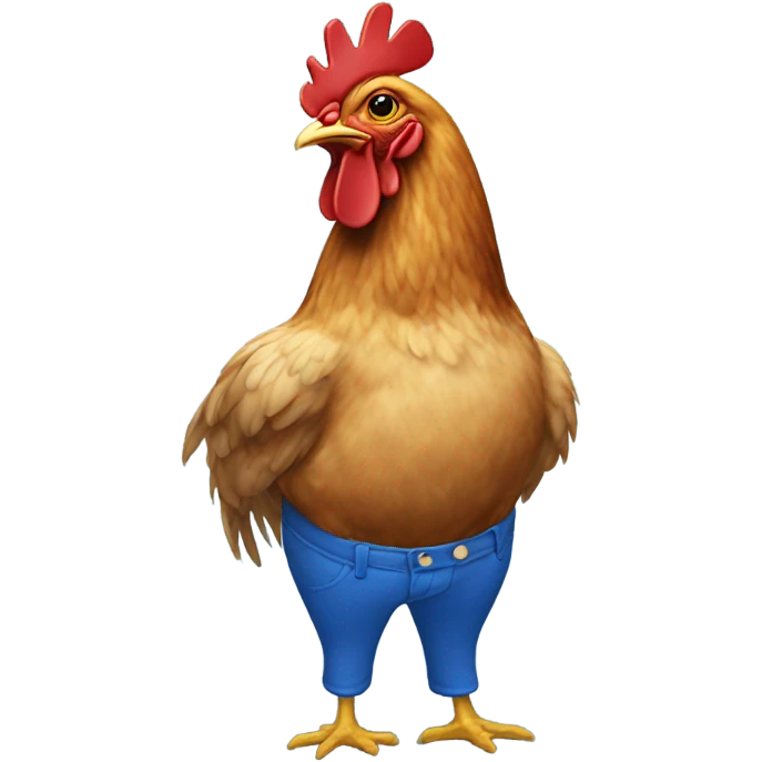 Chicken wearing pants that are blue emoji