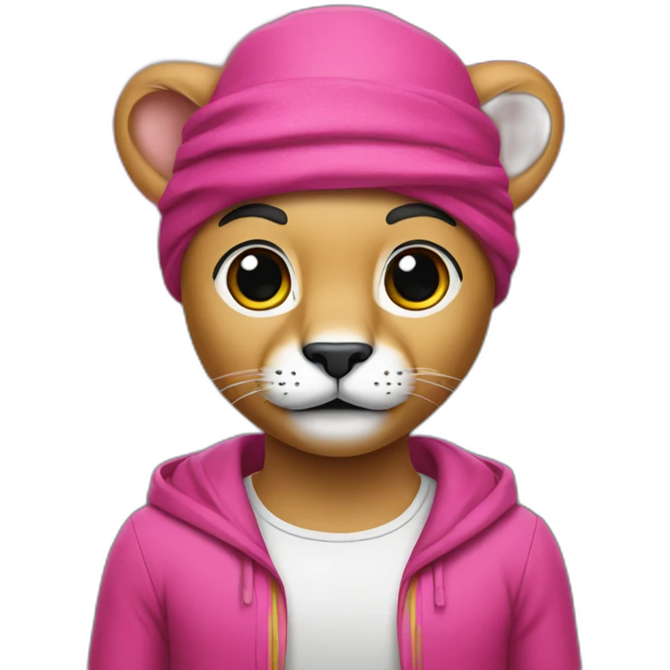 Pink panther with flag of Afghanistan like headband emoji