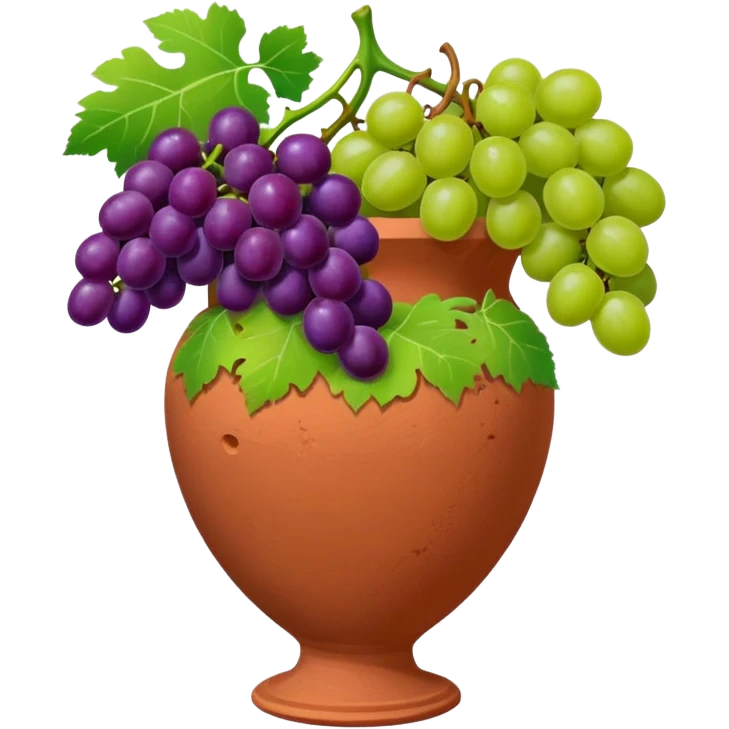 terracotta vase with grapes next to it emoji