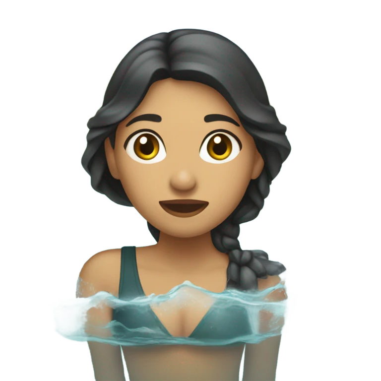 Mujer morena delgada en el agua emoji
