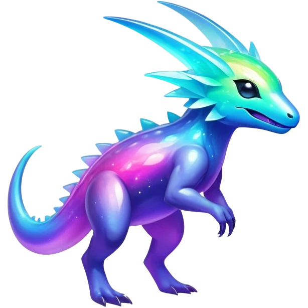  Shiny sparkly transparent bioluminescent luminescent vibrant bright pastel dark exotic iridescent colorful nebula rainbow gradients cyber-Protogen-Fakémon-Pokémon-Vernid-creature emoji