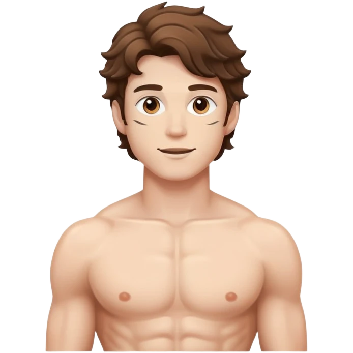 shirtless male athlete with white skin and wavy brown hair emoji