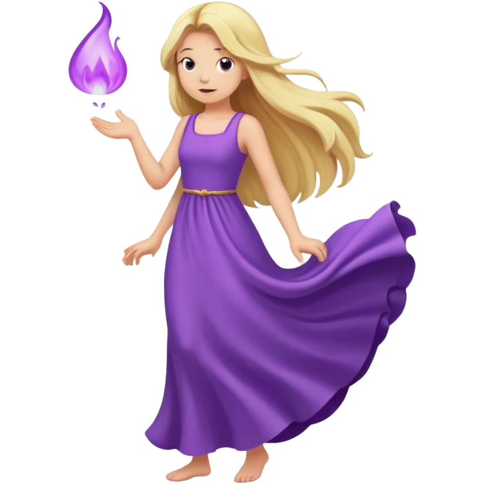 blonde long hair  girl with purple dress, farting  emoji