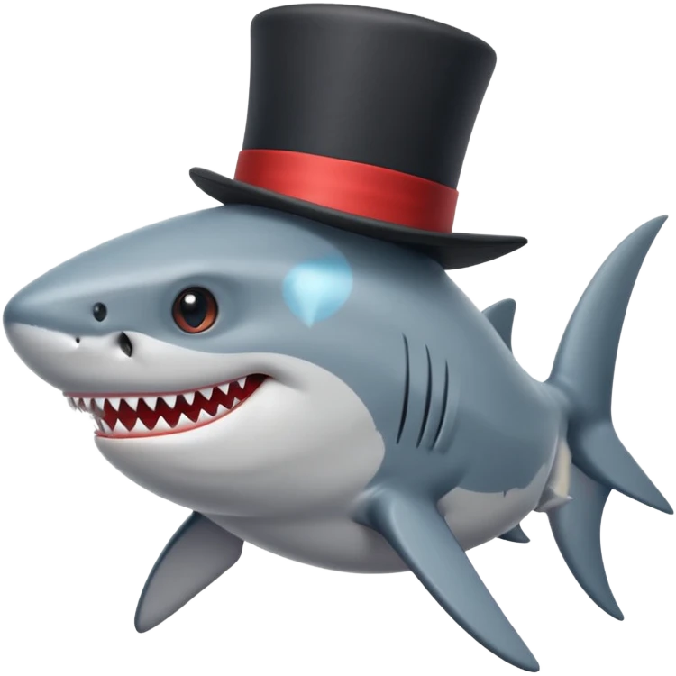 Shark with a top hat emoji