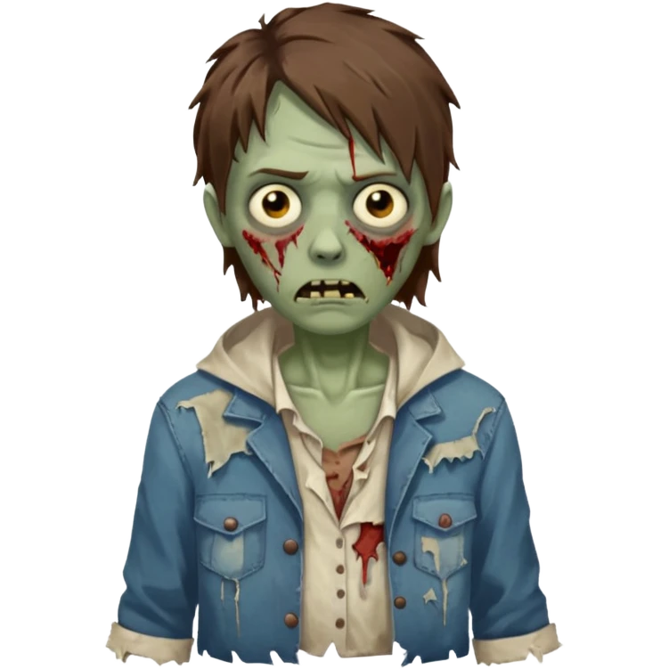 Zombie with lil bit curly medium brown hairi emoji