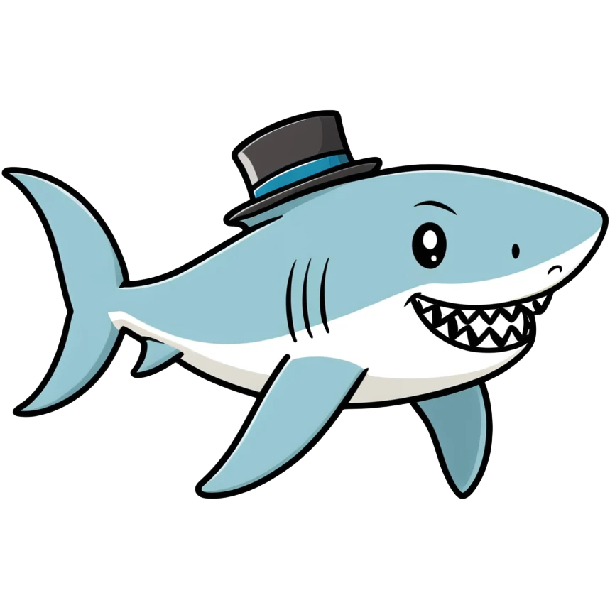 Shark with a top hat emoji