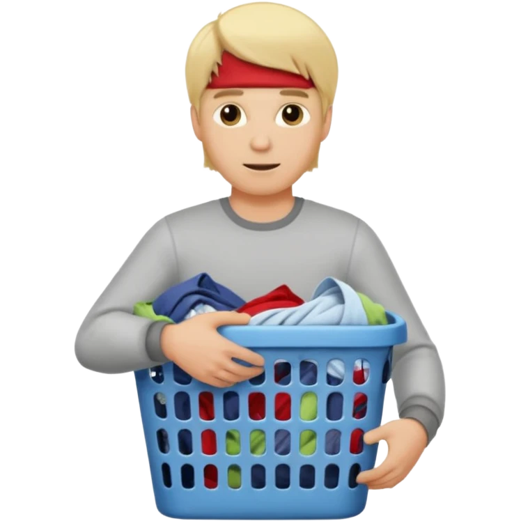 Blonde white Guy holding laundry basket  emoji
