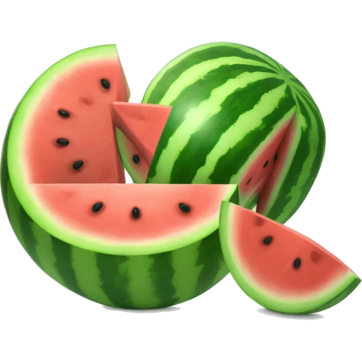 An emoji of three watermelon slices: one large slice, one medium slice, and one small slice, arranged together to showcase their different sizes emoji