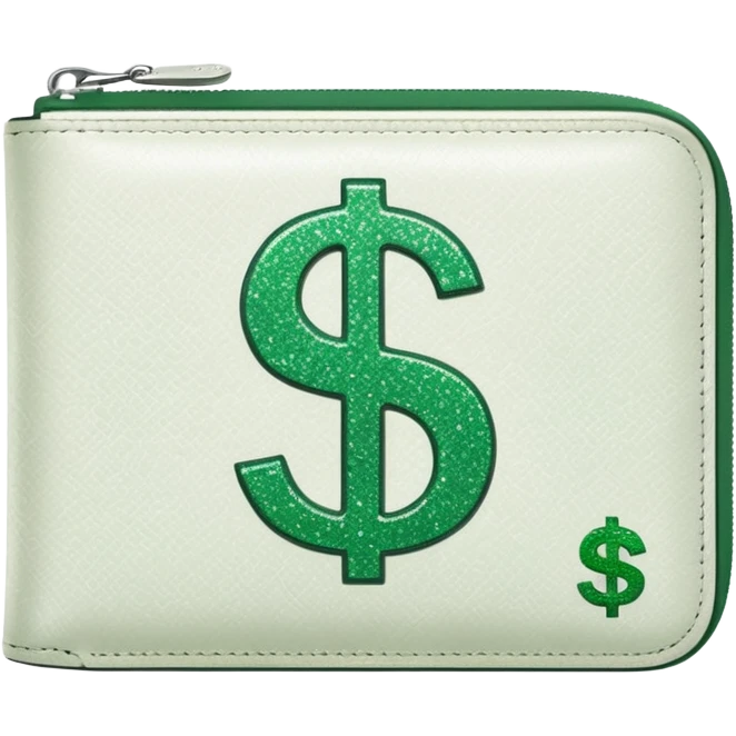 glitter white wallet green symbol $ emoji