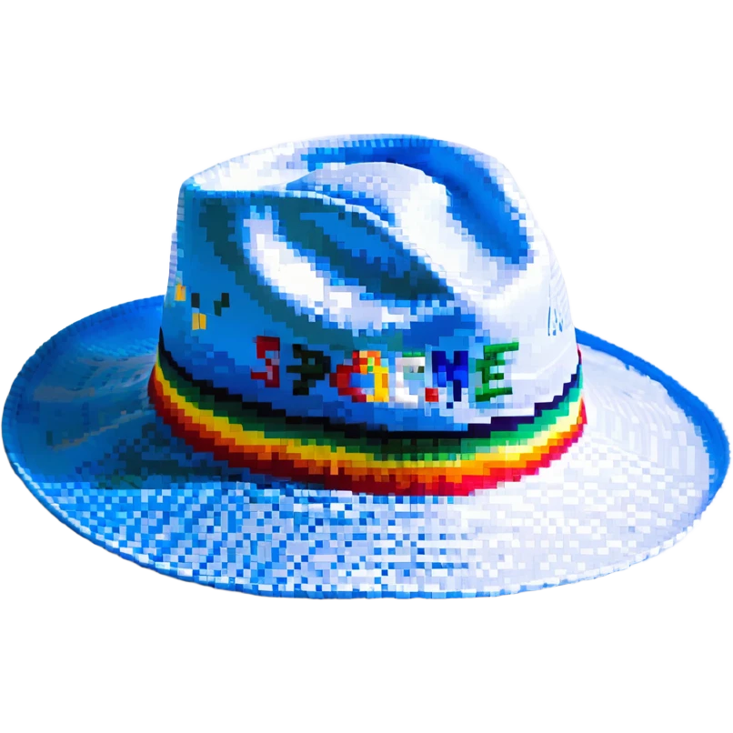 Синяя панамка с разноцветной надписью SPACEME и шнурком, no background emoji