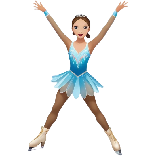 An icon of a theatrical ice show with close-up costumed figure skater performing a dramatic scene on a glowing ice stage. Spotlights, colorful scenery, and a cheering audience in a grand arena convey the magic and artistry of the ice performance. Transparent background included. emoji