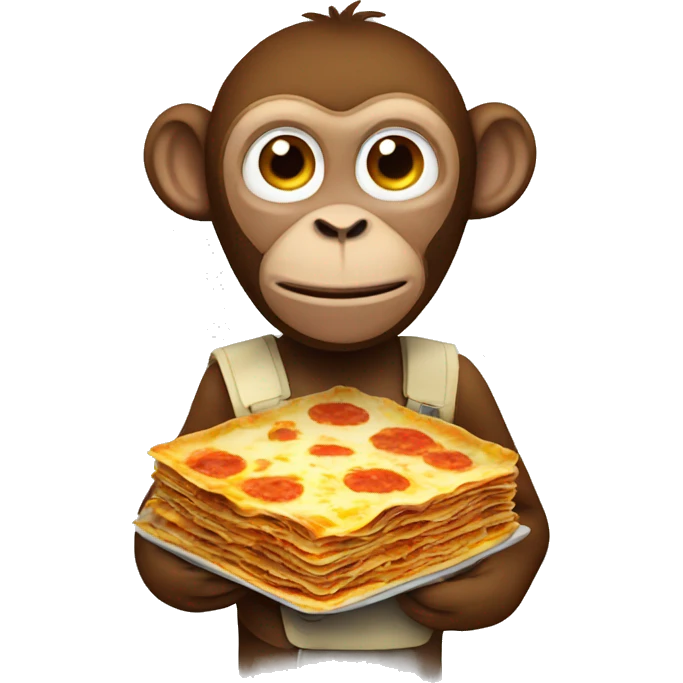 a monkey with lasagna emoji