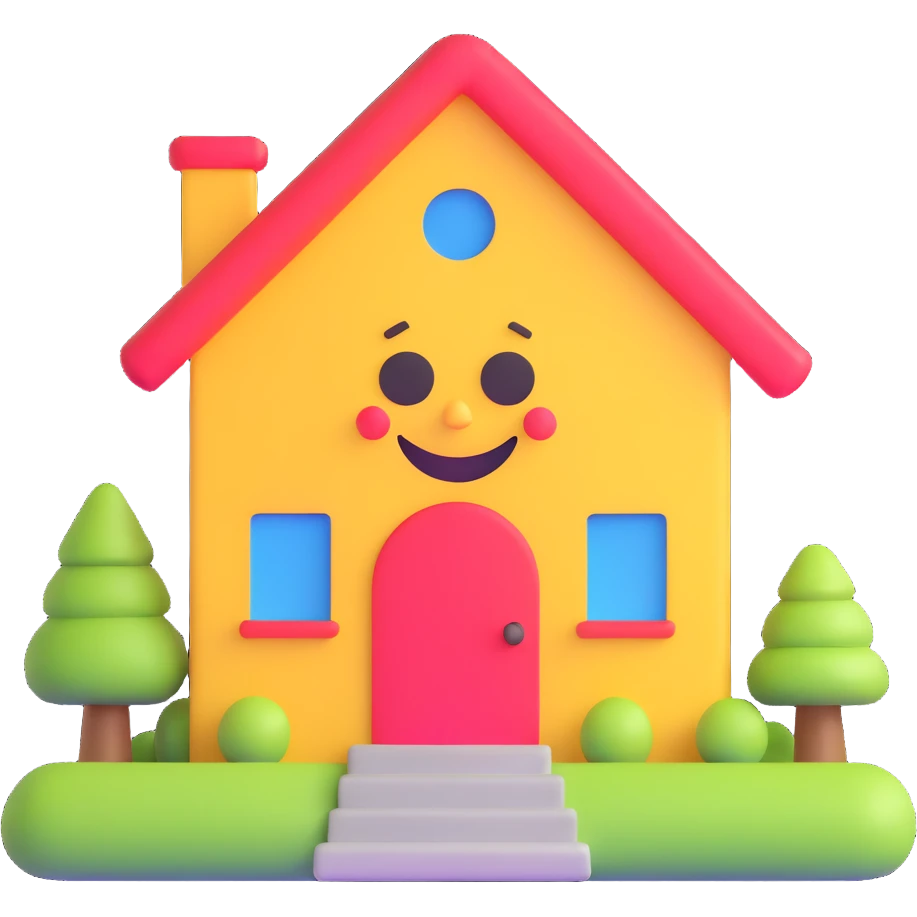 a house with a happy face emoji
