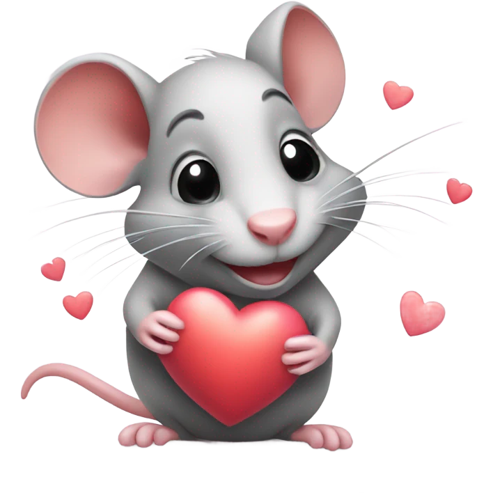 cute happy rat with hearts and love  emoji