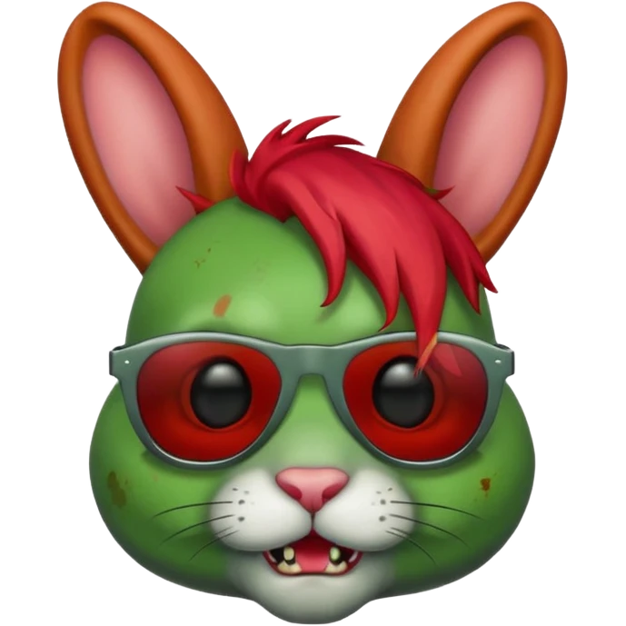 Zombie rabit with red hair and sun glasses emoji