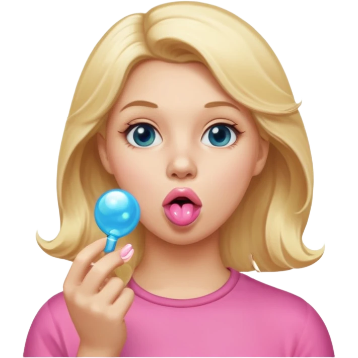 white women blonde hair blowing bubble gum  emoji