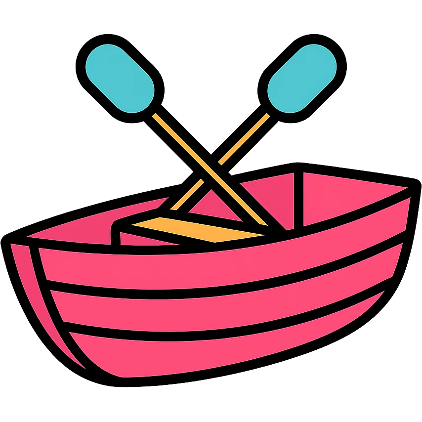 classic pink wooden rowing boat emoji