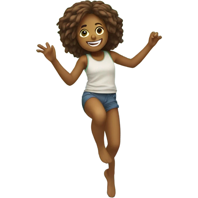 Girl jumping off cliff into rainbow lake emoji