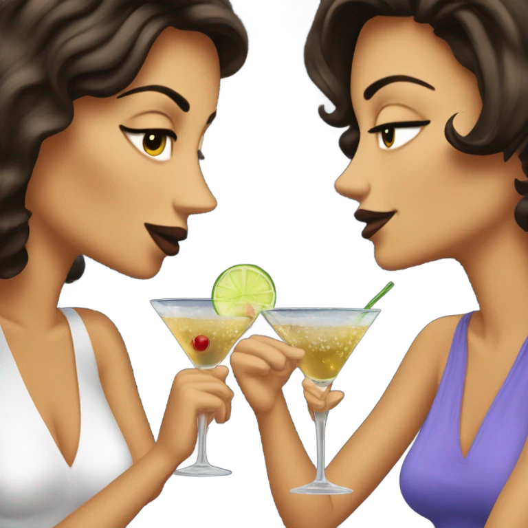  women two friends sipping prnstar martinis brunettes emoji