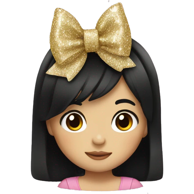 little girl with black hair and a glitter bow emoji