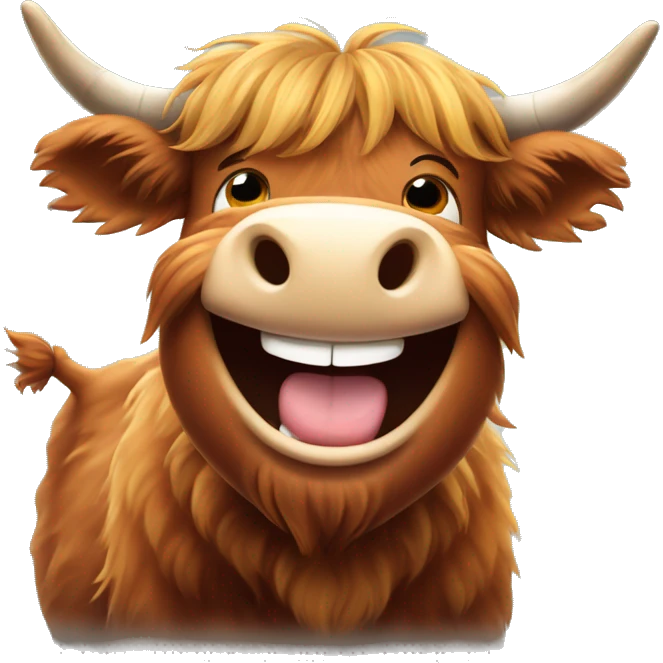 Fatty scottish highland cow laughing emoji