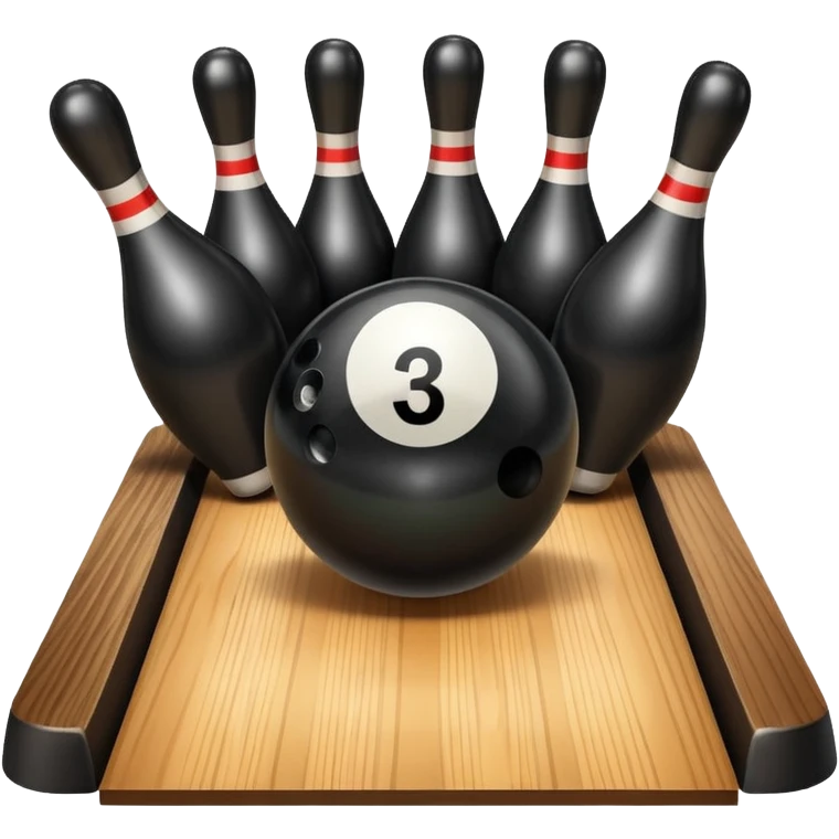 bowling ball is knocking down 3 pins with an 8 ball emoji