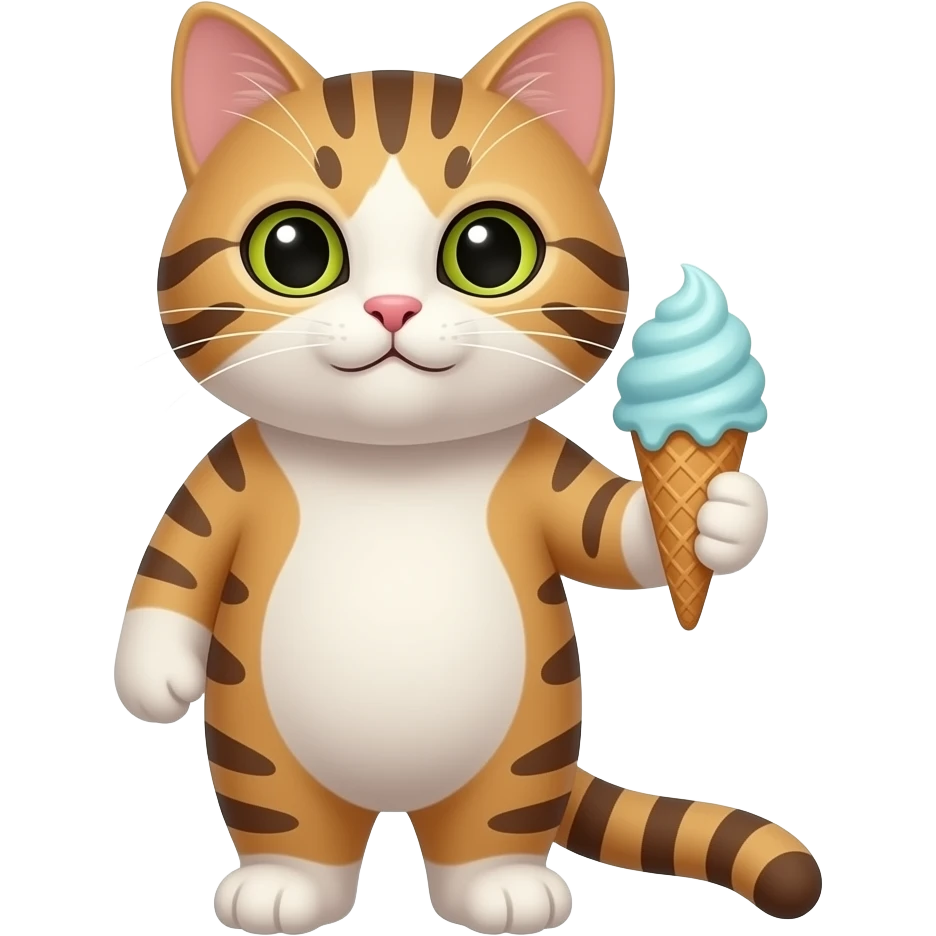 cat holding ice cream in its paw emoji