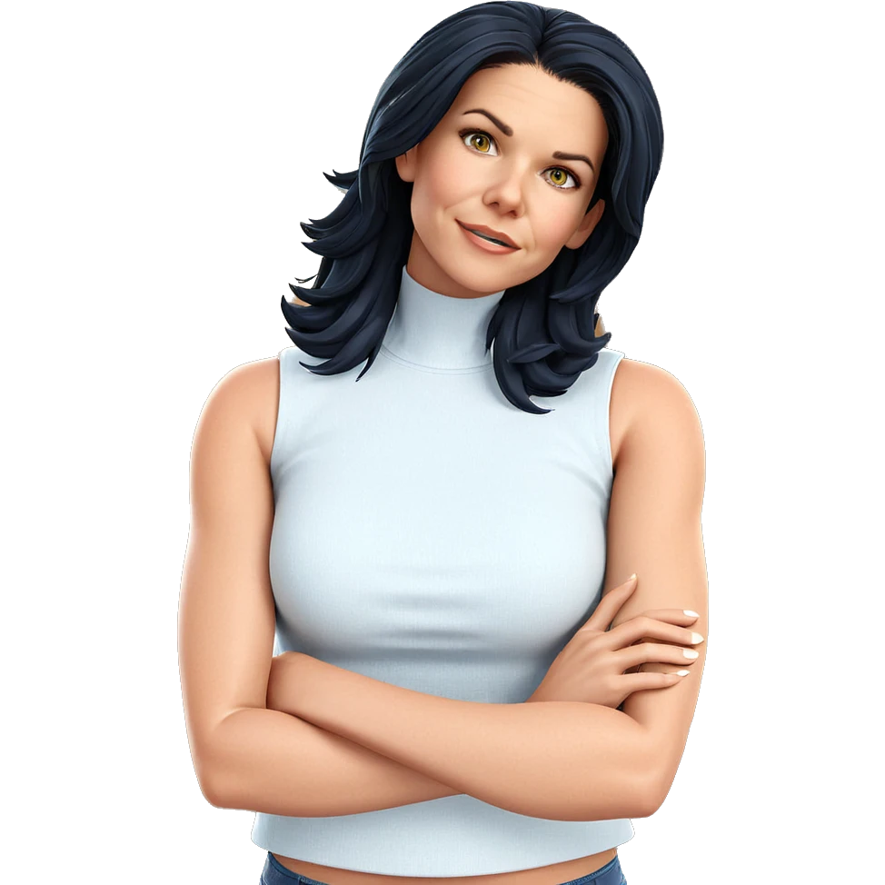 confident girl in denim attire emoji