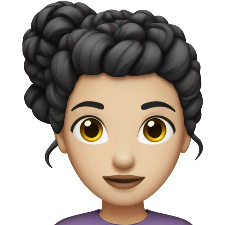 White skin black hair in a high bun girl emoji