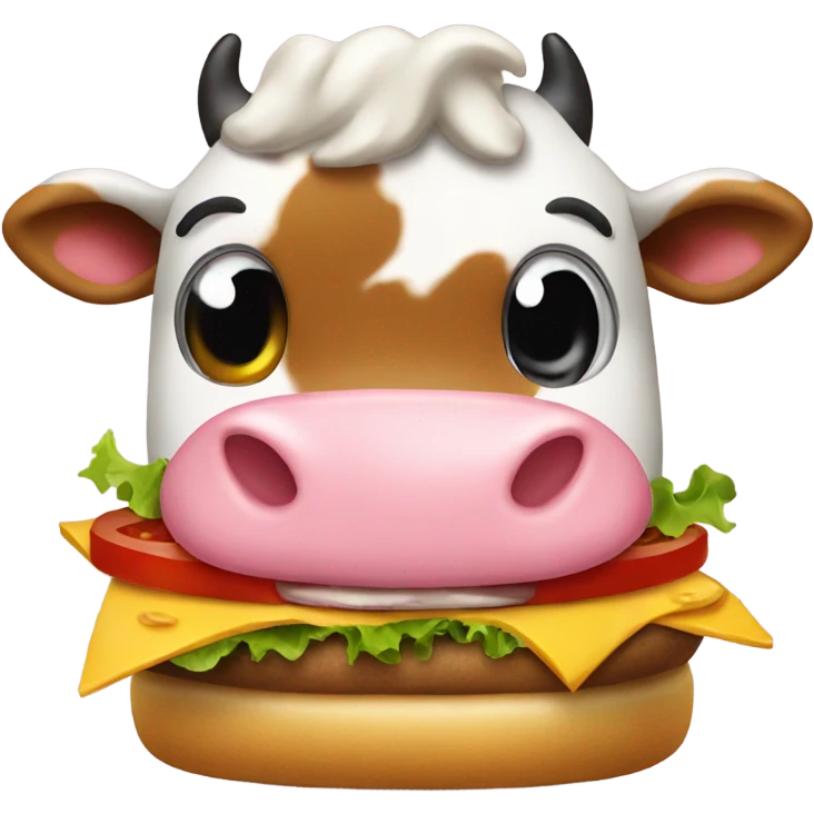 Cow eating a burger emoji