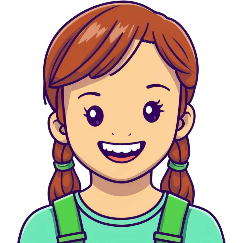 girl with green braces on her teeth smiling emoji