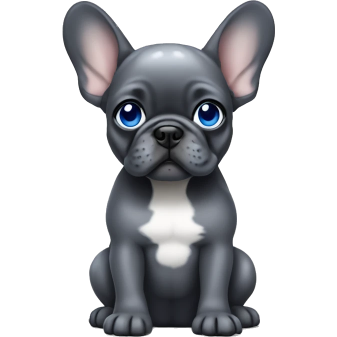 Dark Gray French Bulldog puppy with blue eyes emoji