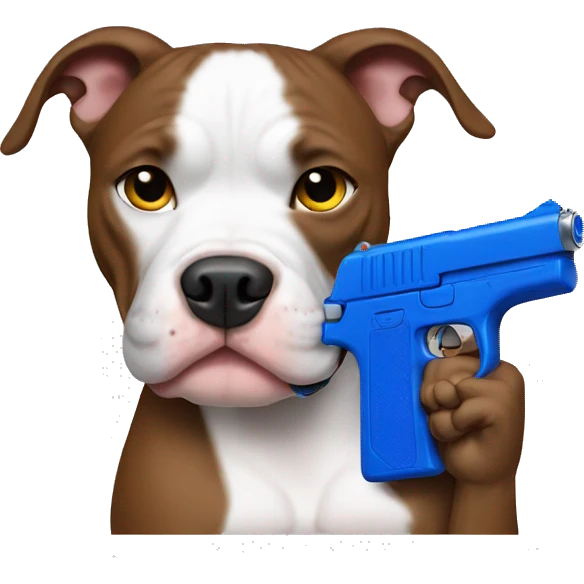 pitbull holding blue gun emoji