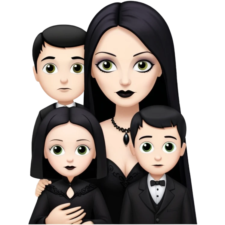 Gomez and morticia Addams with their son emoji