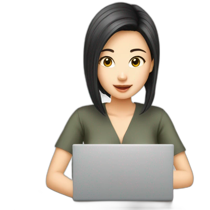 asia-girl-beautiful-typing-on-computer emoji