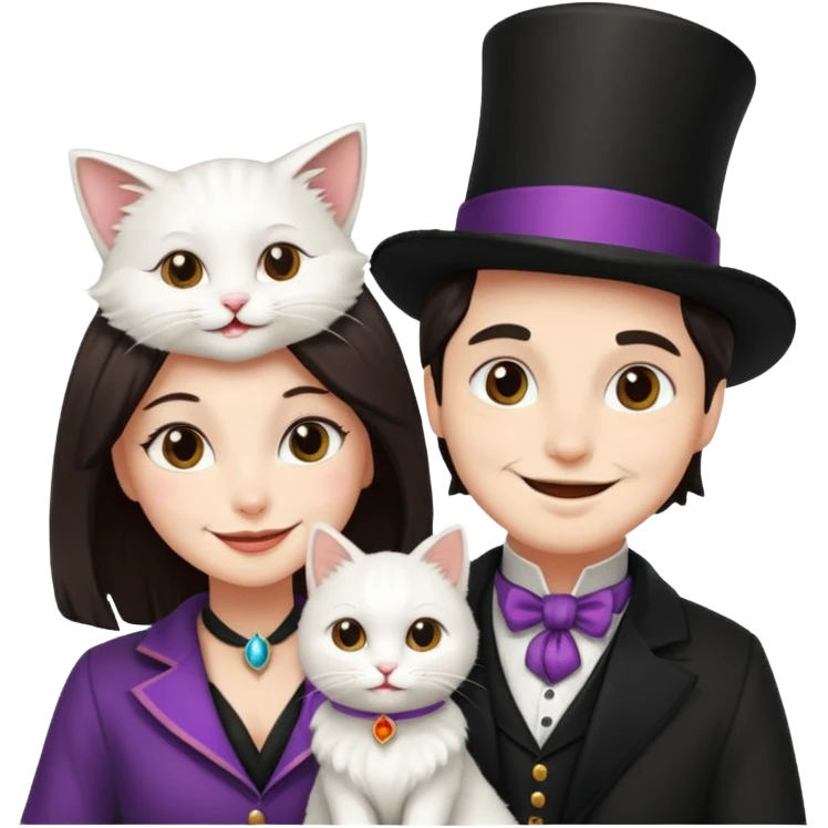 magician couple and their pet cat emoji