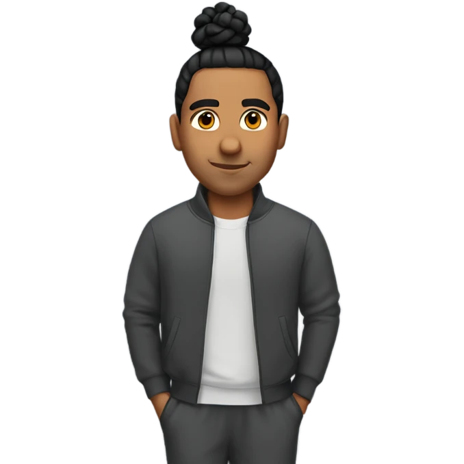 Latin man with low man-bun in a tracksuit  emoji
