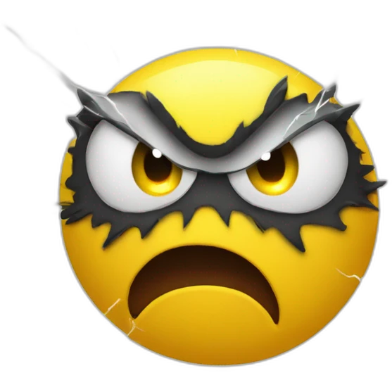 Yellow ball Emoji is angry with thunders in eyes emoji