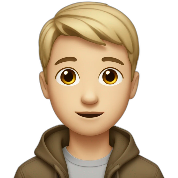 boy with short hair, complexion a little light but not too dark, black eyes emoji
