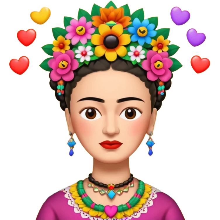 defferent emojis and emoticons in style of Frida Kahlo emoji