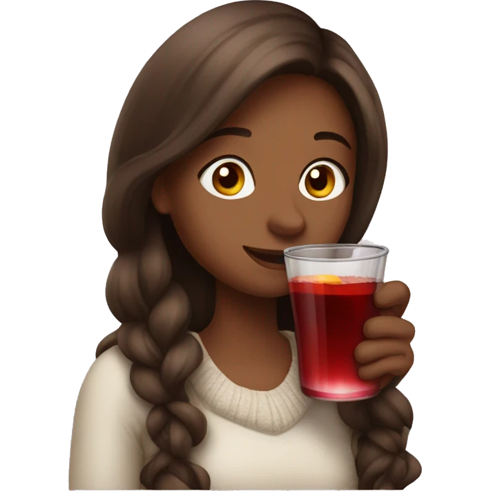 Girl Brown Long hair Xmas Drinking Mulled wine emoji