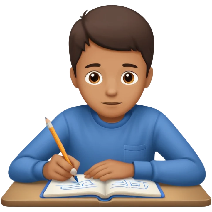 boy drawing pic of grandpa on notebook emoji