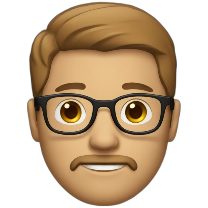man with a brown and white beard glasses and short brown hairs emoji