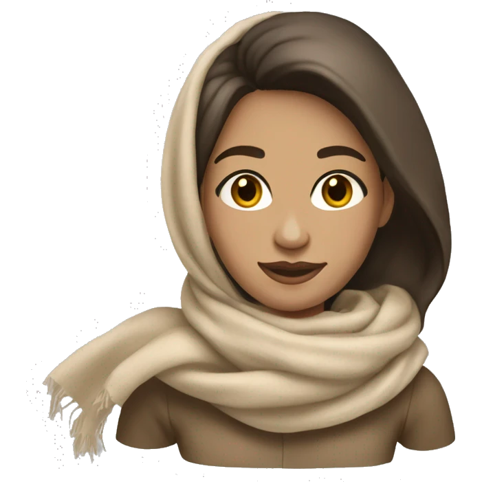 Light-skinned brunette with a flesh-coloured scarf emoji