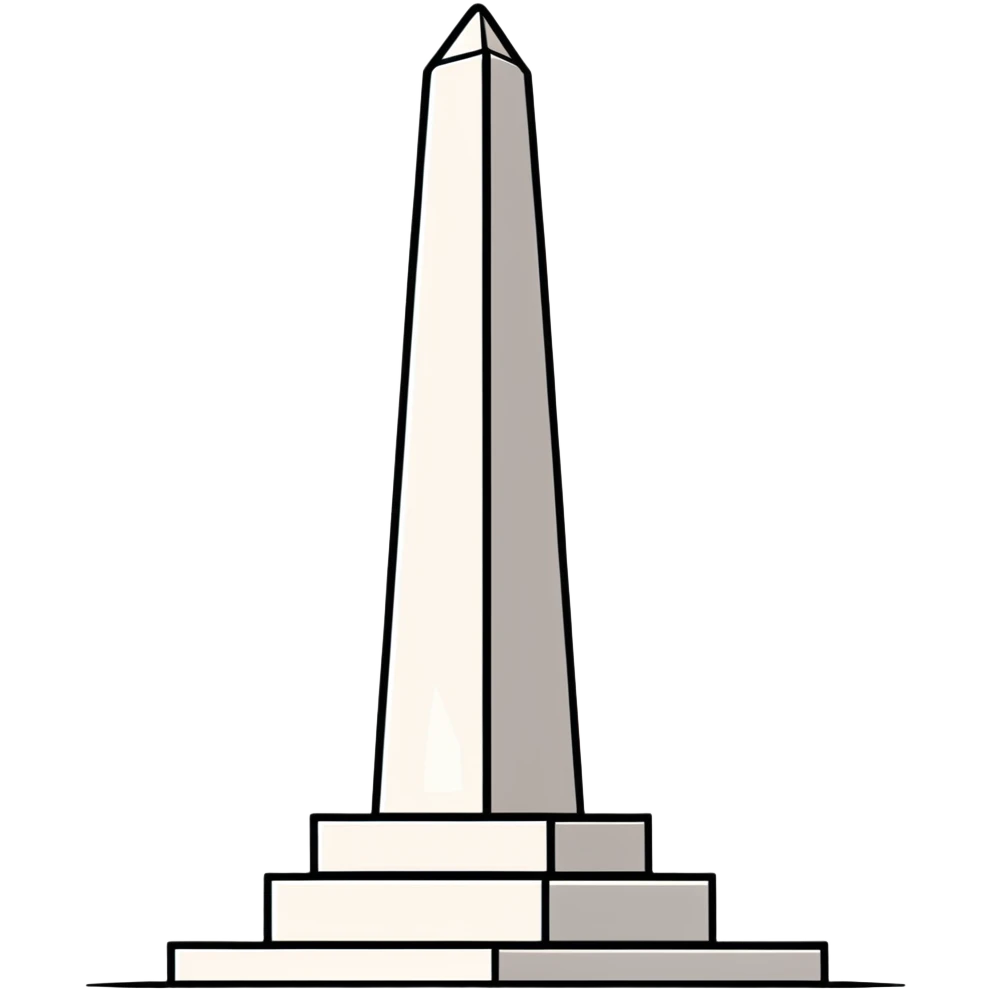 The Obelisk of Buenos Aires, a tall white stone monument with a pointed top, standing alone, iconic landmark of Argentina emoji