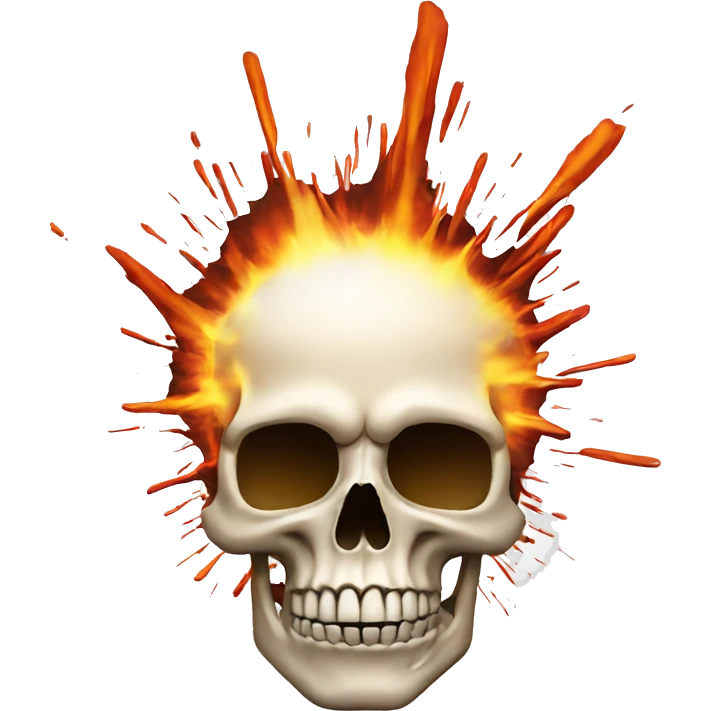 Skull emoji with the top exploding emoji