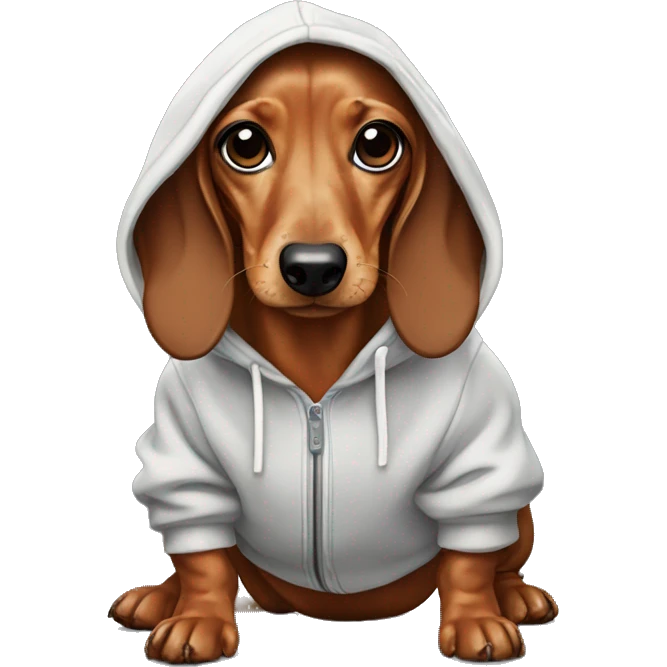 Dachshund wearing hoodie emoji